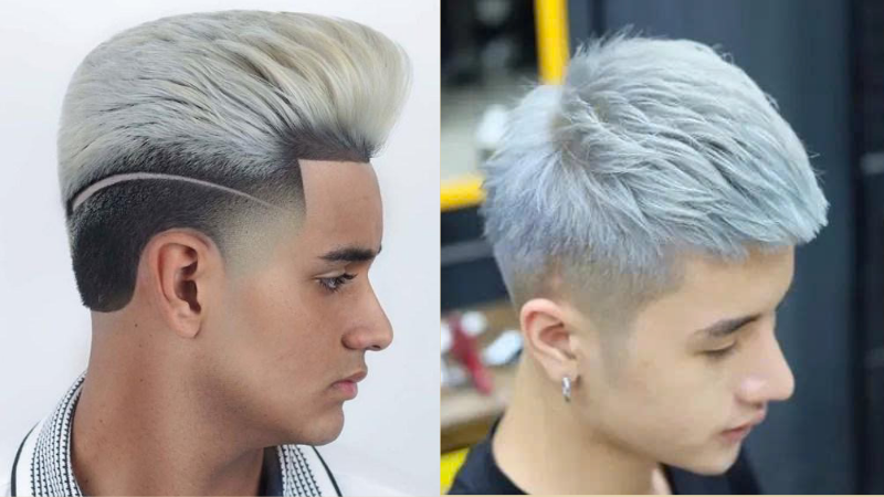 Tóc Mohican bạch kim nổi bật với màu nhuộm sáng, mang đến diện mạo cá tính và hiện đại.