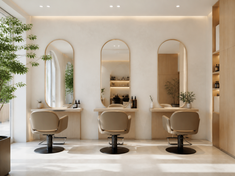 Không gian salon tối giản sáng màu
