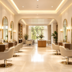 Không gian salon tông kem và gỗ