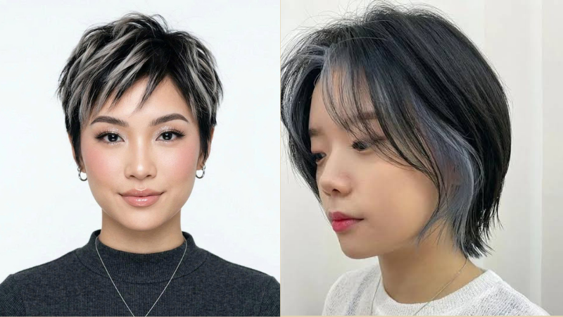 Tóc tomboy highlight tạo điểm nhấn bằng những lọn tóc sáng màu, giúp mái tóc thêm chiều sâu và nổi bật.