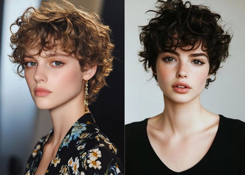 Tóc tomboy xoăn xù nổi bật với những lọn tóc nhỏ tạo độ phồng, phù hợp với nàng yêu thích vẻ ngoài độc đáo.
